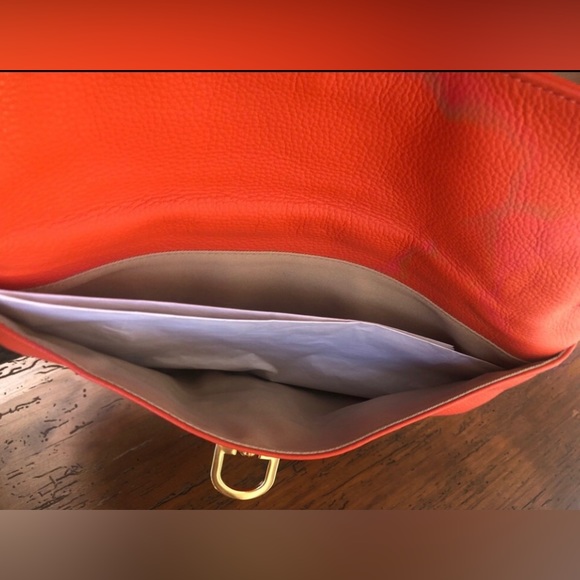 Banana Republic Orange braided leather bag w/chain strap & pockets Re $128 NEW - Picture 13 of 15